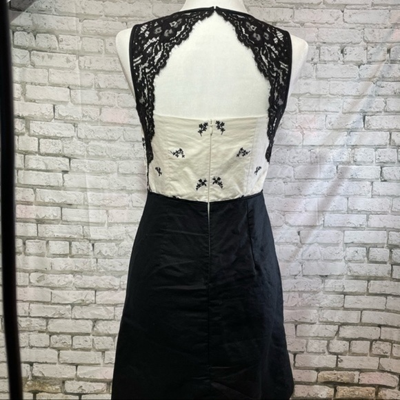 LOFT Black White A-line Dress 2 - Picture 4 of 12